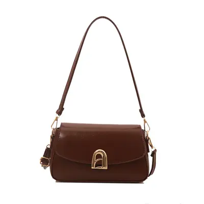 Textured Small Square Women's Bag with Locking Shoulder Strap - 10