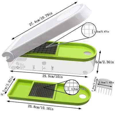 Multifunctional vegetable chopper, manual press-type for potatoes and onions