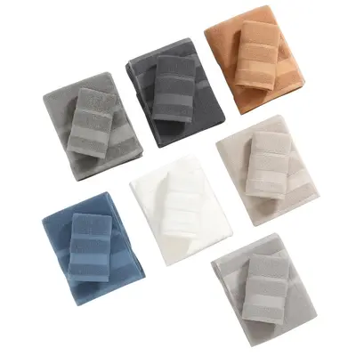 Pure Cotton Plain Towel Set, 34x75 cm Towel and 70x140 cm Bath Towel