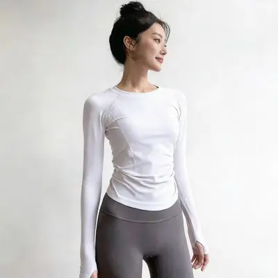 Damen-Yogashirt, langarm, Rundhals, hochelastisch - 11