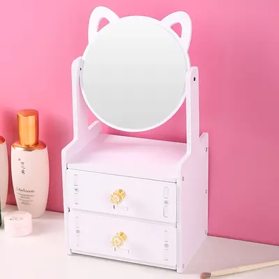 Drawer makeup mirror storage box, extra-large round mirror - 10