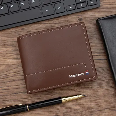 Men's Short Wallet with Multiple Card Slots and Zipper Coin Pocket - 7