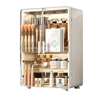Cosmetics organizer with mirror dustproof large capacity
