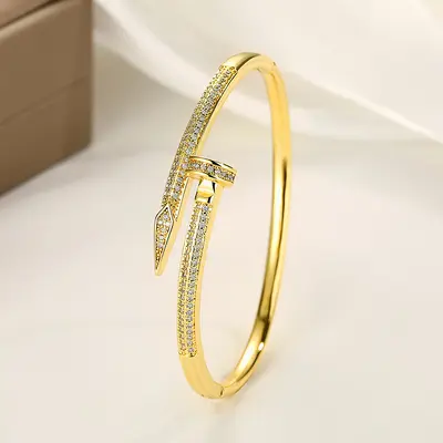 Wide round three-row crystal bracelet, metal snap clasp - 10