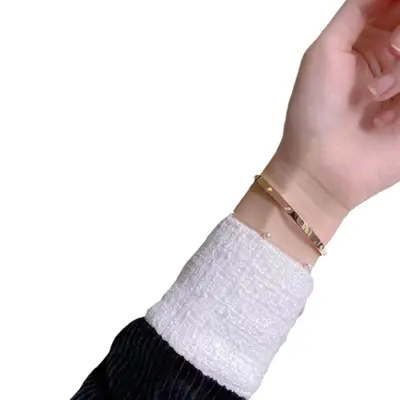 18K gold-plated bracelet, wide/narrow version, cubic zirconia - 6