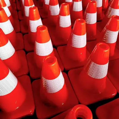 Kırmızı PVC Yol Konisi 70 cm, Yansıtıcı Uyarı Konisi