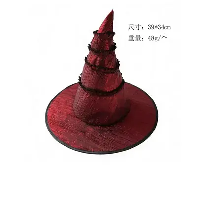Halloween Velvet Pleated Witch Hat Cosplay Costume Prop - 9