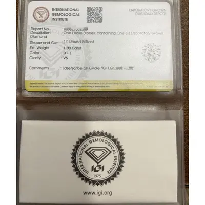 1 Karat HPHT/CVD Laboratuvar Elmas Gevşek Taş, VVS/DEF, IGI/GIA Sertifikalı