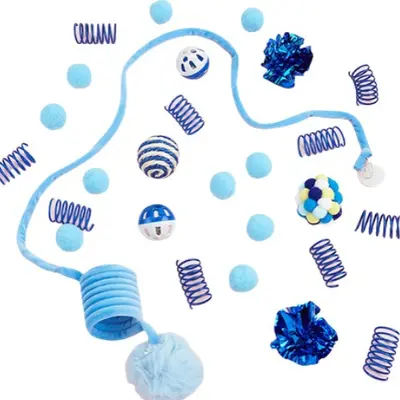 Spring Bell Ball Cat Toy Set, Self-Play, Chew-Resistant - 6