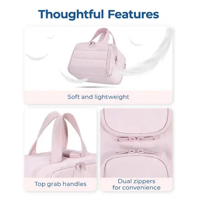 Large-capacity portable cosmetic bag with wide opening - 3