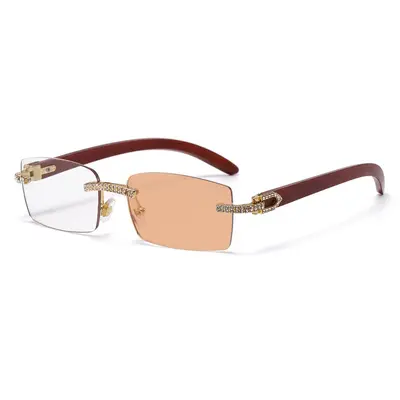 Wood Grain Frame Men's Sunglasses, Color-Changing Lenses - 6