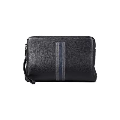 Men's Genuine Leather Clutch Bag, Large Capacity Envelope Bag, Top-Grain Cowhide - 6
