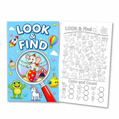 Look and Find Activity Book for Children Aged 3-8, Observation Training