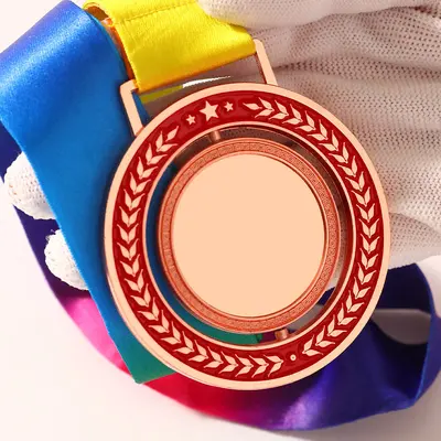 Metall-Wettkampfmedaille mit Ährendesign für Badminton, Fußball, Leichtathletik
