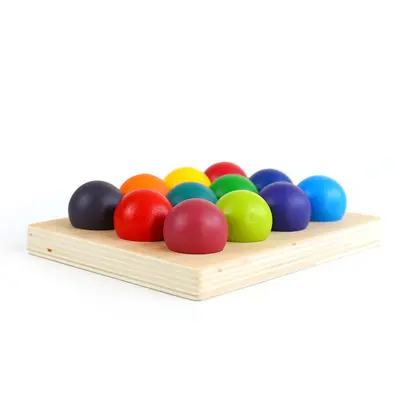 Holz-Regenbogen-Zuordnungskugeln mit 12-Farben-Sortierbrett - 5