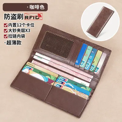 Long Men's Wallet, RFID-Style Card Protection, Slim, Ochre Yellow, 2026 Model - 8