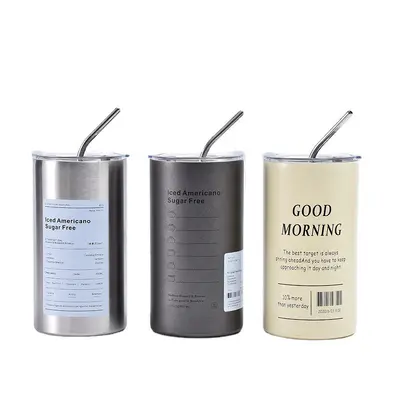 Cross-border American-style 304 stainless steel insulated tumbler ins coffee cup niche large capacity portable with straw minimalist dual-drinking - 6