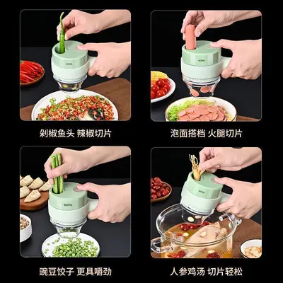 Gatling Vegetable Chopper Kitchen Multifunctional Garlic Masher Garlic Slicer Chili Pepper Auxiliary Food Processor Electric Press Garlic Grinder