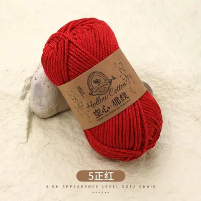 Hollow Cotton Knitting Yarn 2mm Stiff Round Thread for Crochet Bags and Hats - 10