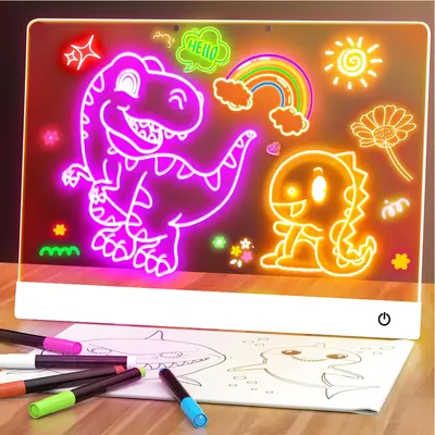 Grenzüberschreitendes LED-Leuchtzeichenbrett für Kinder, fluoreszierende Zeichentafel, Graffiti-Acryl-Leuchtschreibtafel, Maltafel, abwischbar