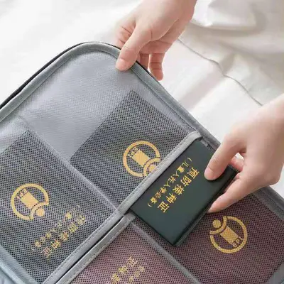 Belge saklama çantası, kart tutucu, ev tipi büyük kapasiteli dosya çantası, pasaport belgesi Oxford kumaş seyahat saklama çantası, el çantası