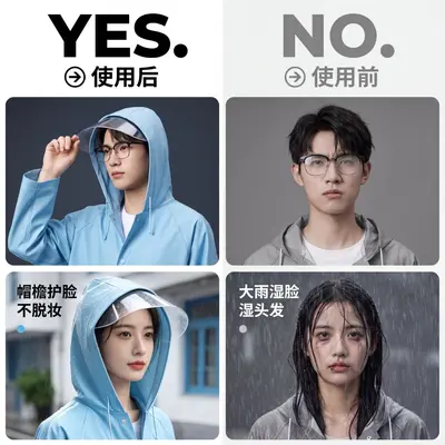 户外登山雨衣大帽檐成人便携一体专用旅游徒步全身防暴雨长款加厚 - 3