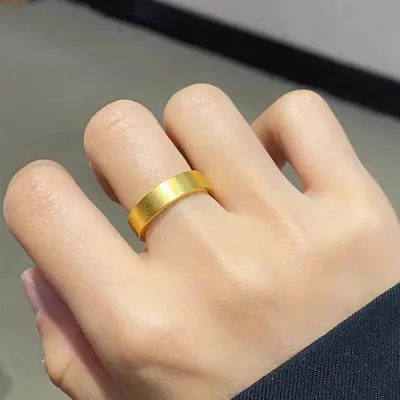 Titanstahl-Ring mit 18K-Goldvergoldung, klassisch, Paar-Ring - 2