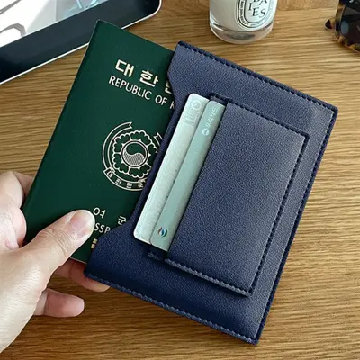 Korean-style travel passport holder, PU leather, multiple card slots - 8