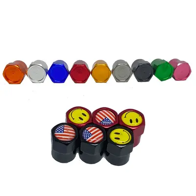 Yaratıcı tutkal kısa altıgen valf kapağı toz geçirmez evrensel araba lastik valf kapağı sınır ötesi logo