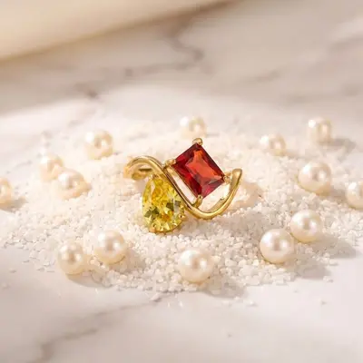 12 Birthstone Ring Replaceable Colored Gemstone Ring Luxury Titanium Steel Gold Plated Ring Women - 12
