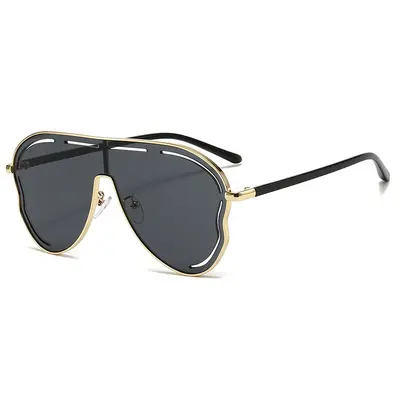 Wide-Frame Women's Party Sunglasses with One-Piece Lenses - 9