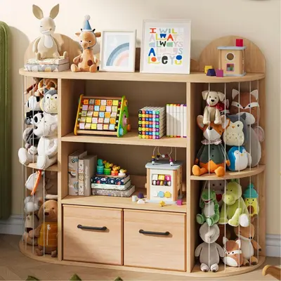 Cross-border Solid Wood Toy Rack Montessori Kindergarten Toy Storage Shelf Multi-tier Children's Bookshelf Toy Organizer - 7