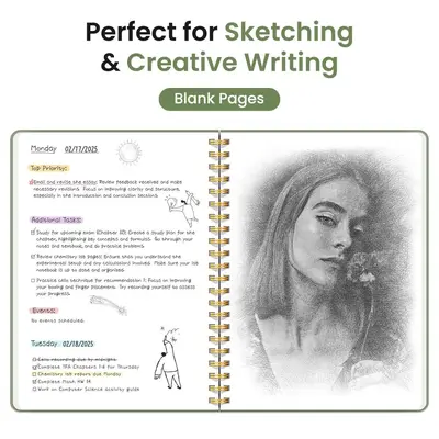 Green Lined Tearable Spiral Notebook with Index Cards 6x8 inch
