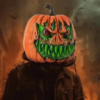 Halloween Pumpkin Head Set and Ghost Face Decoration - 3