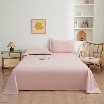 Wholesale einzelnes Produkt reine Farbe gewaschene Baumwollbettwäsche einfache einfarbige Studentenwohnheim Einzelbett-Bettwäsche dreiteiliges Set - 7