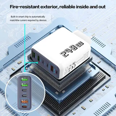240W Çok Portlu Telefon USB Şarj Cihazı Üç-in-Bir Hızlı Şarj PD Şarj Başlığı Çoklu Delikli iQOO Şarj Başlığı Evrensel
