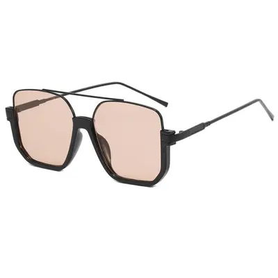 Oversized Sunglasses, Double Bridge, Dark Brown, Half-Rim - 4
