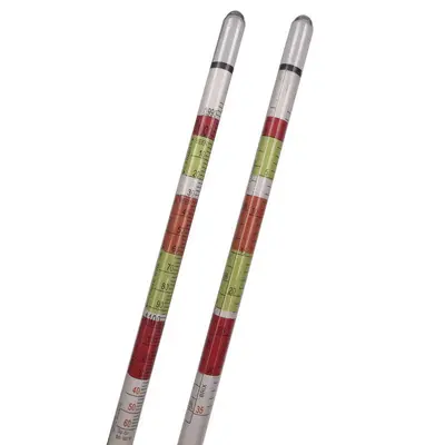 Triple-Scale Wine and Beer Hydrometer, American Sugar Scale, 0.990 - 5