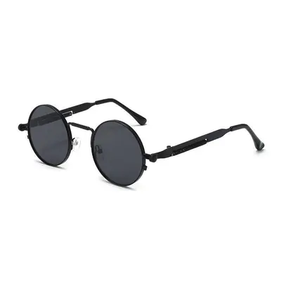 Round Steampunk Sunglasses, Unisex Vintage Style, Metal Frame with Spring Temples - 6
