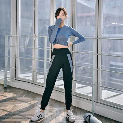瑜伽服健身房运动套装女大码宽松夏秋季新款晨跑步网红速干衣 - 11