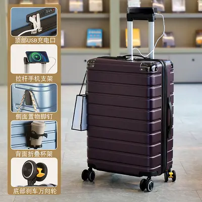 Zipper Suitcase with Combination Lock and Brake Wheels - 12