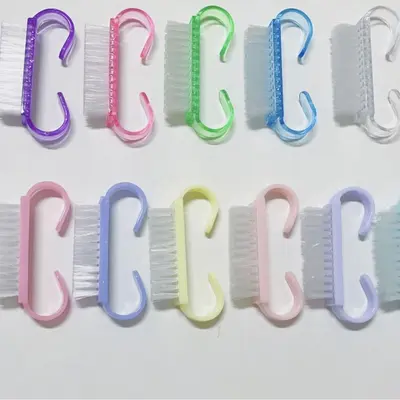 Colorful Manicure Plastic Brush Set with Calf Horn and Dust Brush - 3