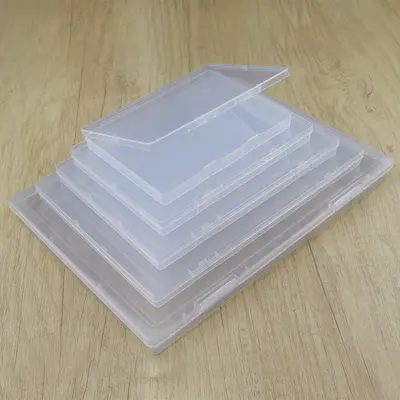 Dikdörtgen plastik kutu PP şeffaf kutu kare ambalaj plastik kutu flip-top büyük depolama düz kutu sınır ötesi 1.7cm