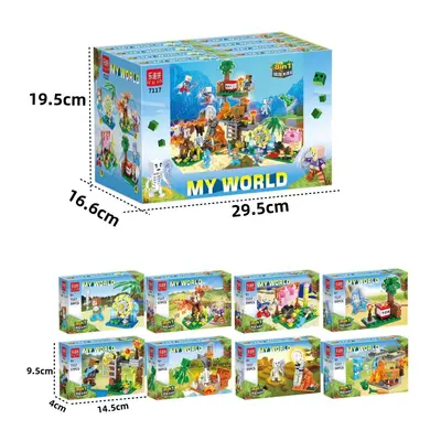 Building blocks compatible with Lego construction bricks my block world DIY small particles 8 in 1 minifigure educational assembly toys for boys and girls