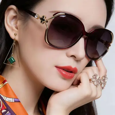Große Sonnenbrille mit Kleeblatt-Design im koreanischen Stil - 1
