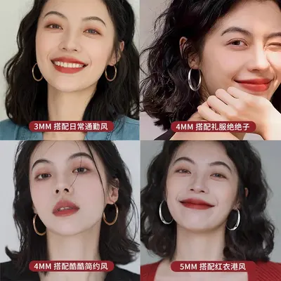 999纯银针圈圈耳环女轻奢高级感耳圈素圈耳夹耳钉大圆圈耳饰批发