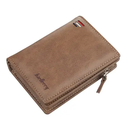 Short Leather Wallet for Men with Zipper and PU Coin Pocket, Mini Size - 7