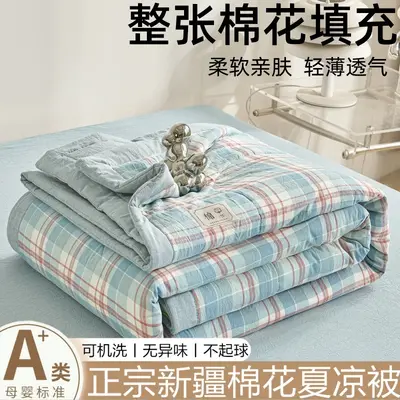 新疆棉花夏凉被A类可机洗水洗空调被春秋夏天薄被子礼品被批发 - 12