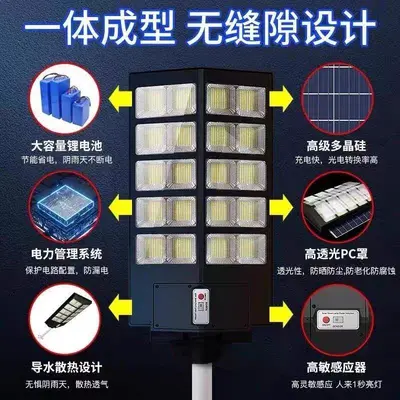 Solar Integrated Street Light with LED Motion Sensor, Waterproof Garden Light