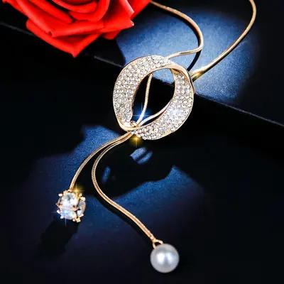 Wholesale sweater chain women's long 2025 new versatile simple fashion clothing chain hanging chain decorative necklace trend - 8